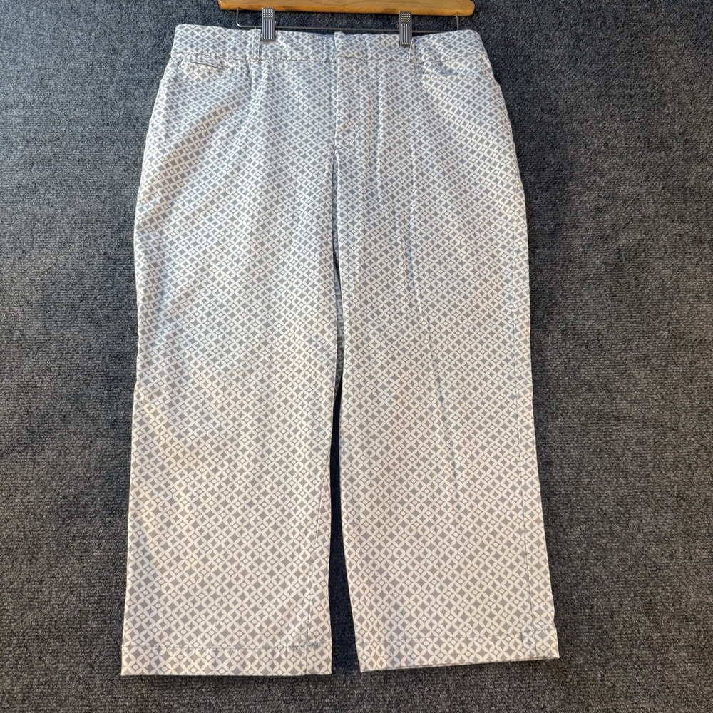 Gloria Vanderbilt Amanda Capri Pants Gray White Geometric Print Women's 16